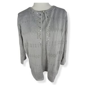 Alfred Dunner Silver Layered Sweater  Medium NWT